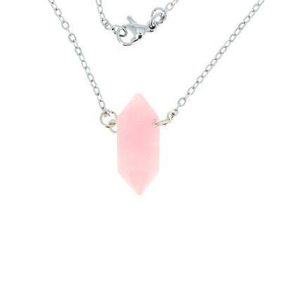 Collier Pointe Biterminée Quartz Rose