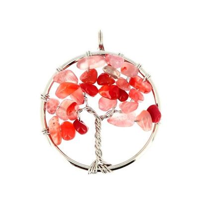 Tree of Life Circle Carnelian Pendant