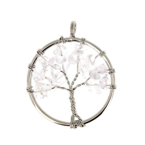 Pendentif Cristal de Roche Cercle Arbre de Vie