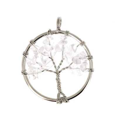 Tree of Life Circle Rock Crystal Pendant