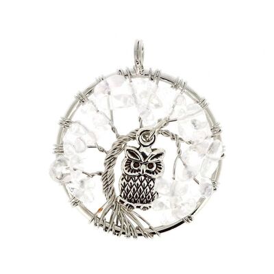 Owl Circle Rock Crystal Pendant