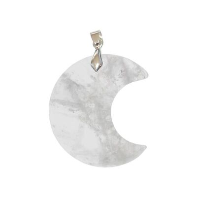 Pendentif Cristal de Roche Croissant de Lune