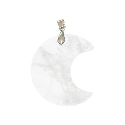 Colgante de cristal de roca de luna creciente transparente