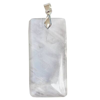 Pendentif Labradorite Blanche Nacrée de Mada. Rectangle Fin