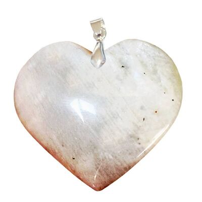 Pearly White Labradorite Pendant from Madagascar Heart