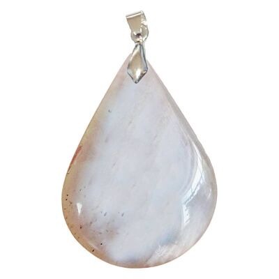 Pearly White Labradorite Pendant from Madagascar Drop