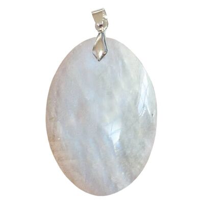 Pearly White Labradorite Pendant from Madagascar Oval