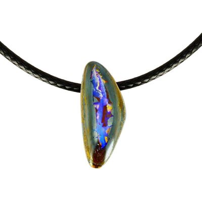 Australian Boulder Opal Pendant on Matrix 30 x 13 mm
