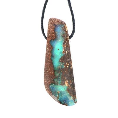 Australian Boulder Opal Pendant on Matrix 40 x 13 mm