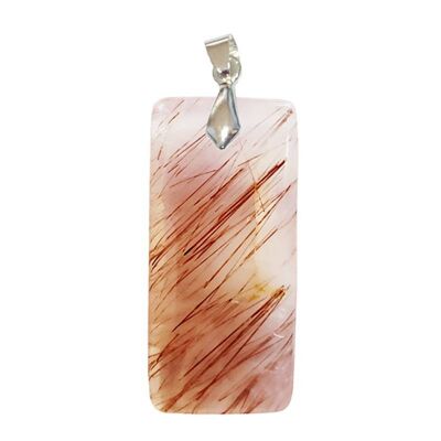 Thin Rectangle Rutile Inclusion Quartz Pendant