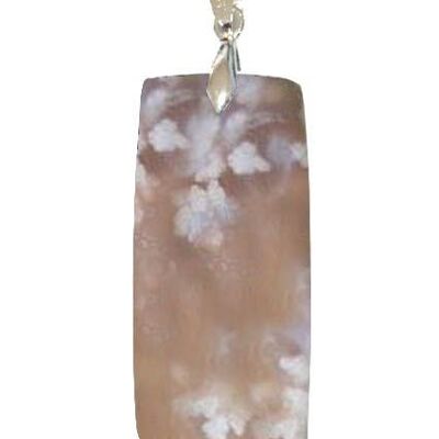 Thin Rectangle Flower Agate Pendants