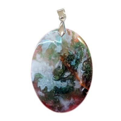 Pendentifs Agate Mousse de Madagascar Ovale