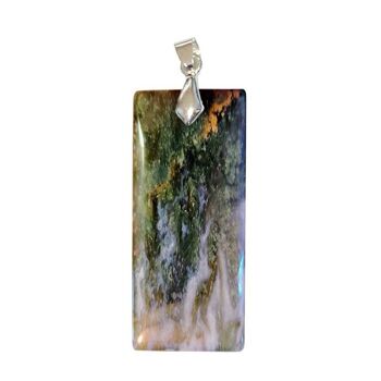 Pendentifs Agate Mousse de Madagascar Rectangle Fin