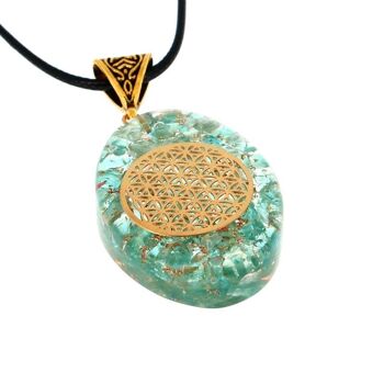 Pendentifs Aigue Marine Orgonite Fleur de Vie 3.8 cm