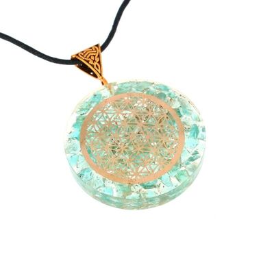 Aquamarine Orgonite Flower of Life pendants 4 cm