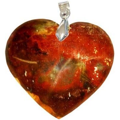 Heart Fossilized Wood Pendants