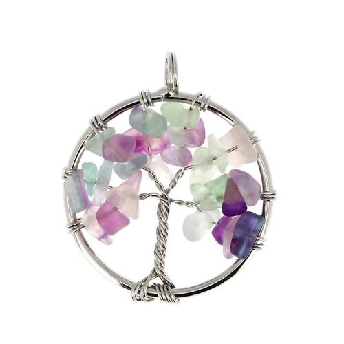 Pendentifs Cercle Fluorite Multi Arbre de Vie1