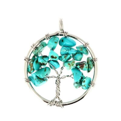 Circle Pendants Howlite Color Turquoise Tree of Life