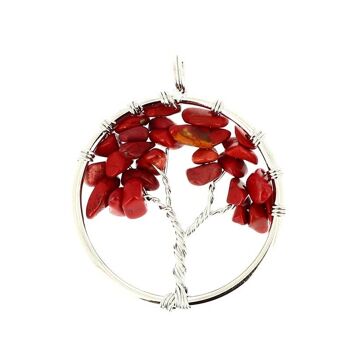 Pendentifs Cercle Jaspe Rouge Arbre de Vie1