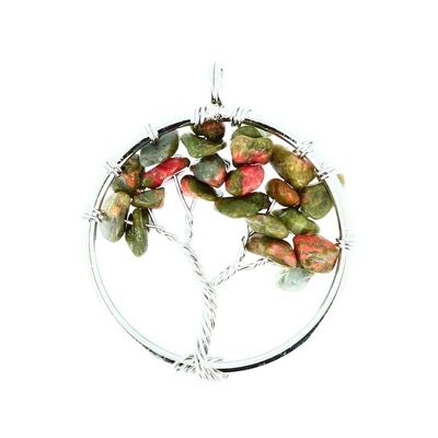 Tree of Life Unakite Circle Pendants