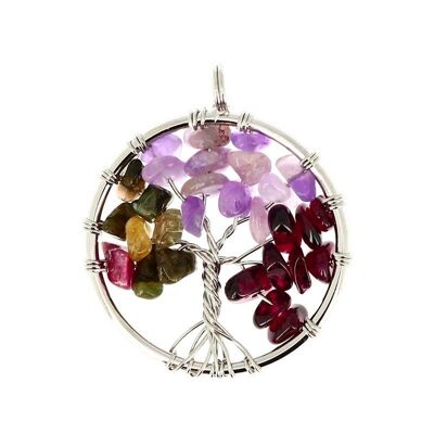 Multi-Amethyst Tourmaline Circle Pendants