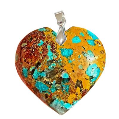 Heart Multicolored Chrysocolla Pendants
