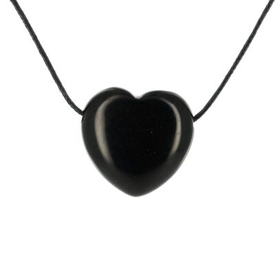 Herzanhänger aus schwarzem Obsidian 2,5 cm
