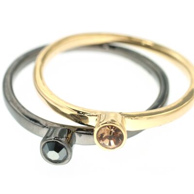 Ring Glam gun metal/gold