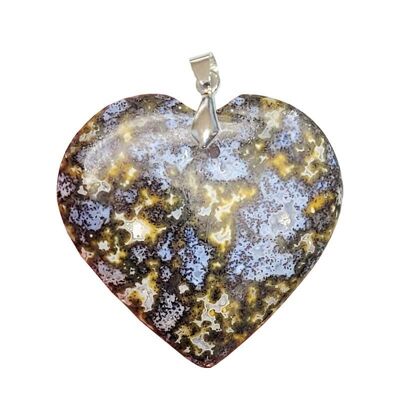 Heart Speckled Orbicular Jasper Pendants