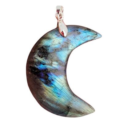 Labradorit EXTRA Crescent Moon Anhänger von 3,5 bis 4 cm