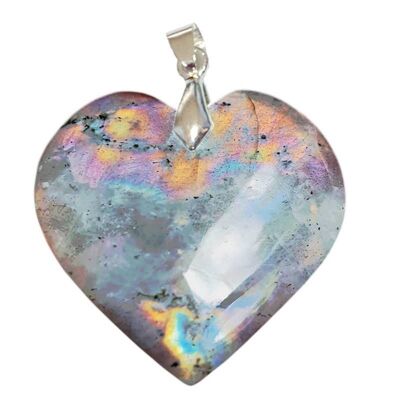 Gray Labradorite Rainbow Reflections Heart Pendants