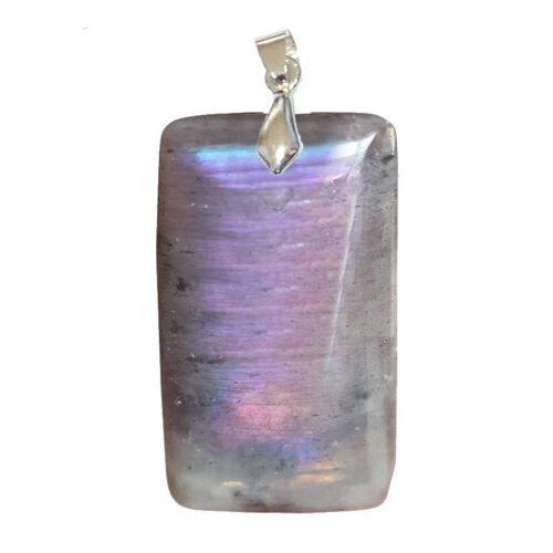 Pendentifs Labradorite Grise Reflets Violet Rectangle