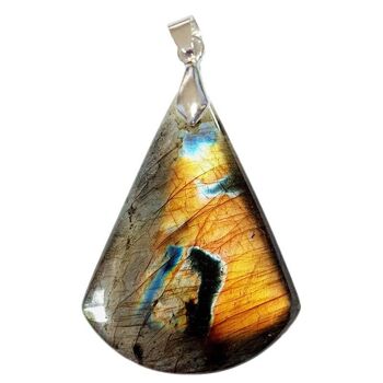 Pendentifs Labradorite Noire Reflets Arc en Ciel Triangle