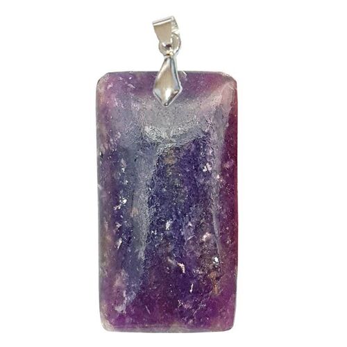 Pendentifs lépidolite de Madagascar Rectangle Fin1