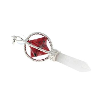 Pendentifs Merkaba Jaspe Rouge & Pointe Cristal de Roche