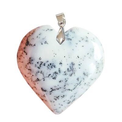 Dendritic Opal (Merlinite) Heart Pendants