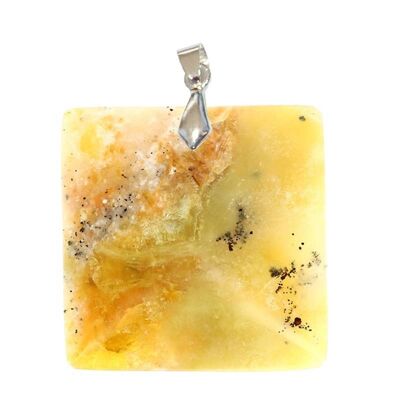 Yellow Dendritic Opal (Merlinite) Square Pendants