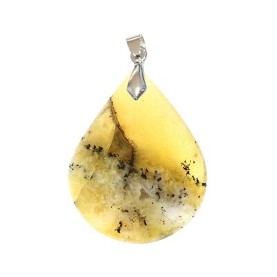 Yellow Dendritic Opal (Merlinite) Drop Pendants