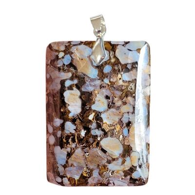 Pendentifs Opale Noire & Blanche Rectangle