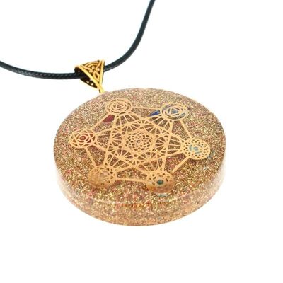 Orgonite Metatron 7 Chakras Copper Glitter Pendants 5 cm