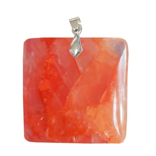 Pendentifs Quartz Hématoïde Orangé Carré