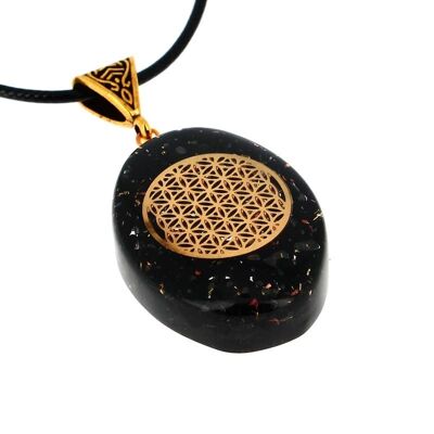 Black Tourmaline Orgonite Flower of Life Pendants 3.8 cm