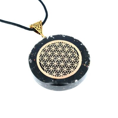 Black Tourmaline Orgonite Flower of Life pendants 4 cm