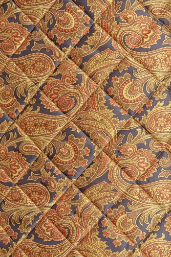 Plaid fausse fourrure Gold Coast doublure en soie naturelle paisley bleue 4