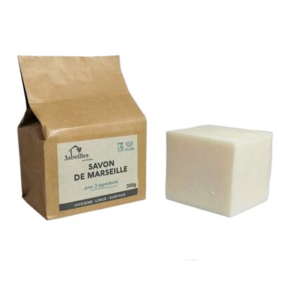 SAVON DE MARSEILLE 300G con 3 ingredientes ✓ HIGIENE ✓ LINO ✓ SUPERFICIE