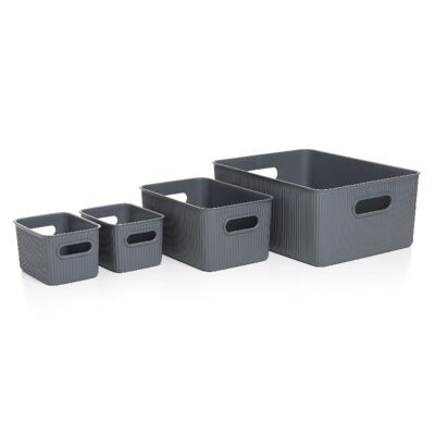 SET 4 PANIERS DE RANGEMENT 15L+5L+2x1,5L BAOBAB GRIS