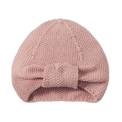 Bonnet bébé turban vieux rose 0-3 mois