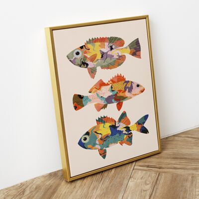 LÁMINA ARTÍSTICA "Tres peces de colores"-varios tamaños