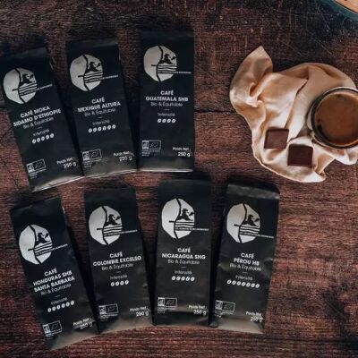 Pack of 7 fair trade organic coffees