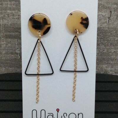 earrings - Resine 6 - triangle - gold/taupe